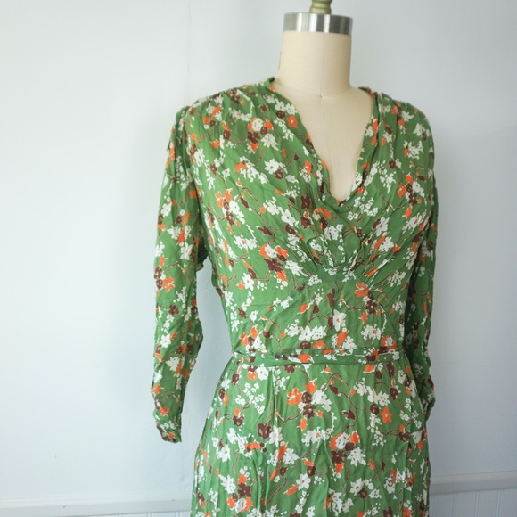 Vintage Dresses & Skirts - (6) vtg 50s green floral day dress